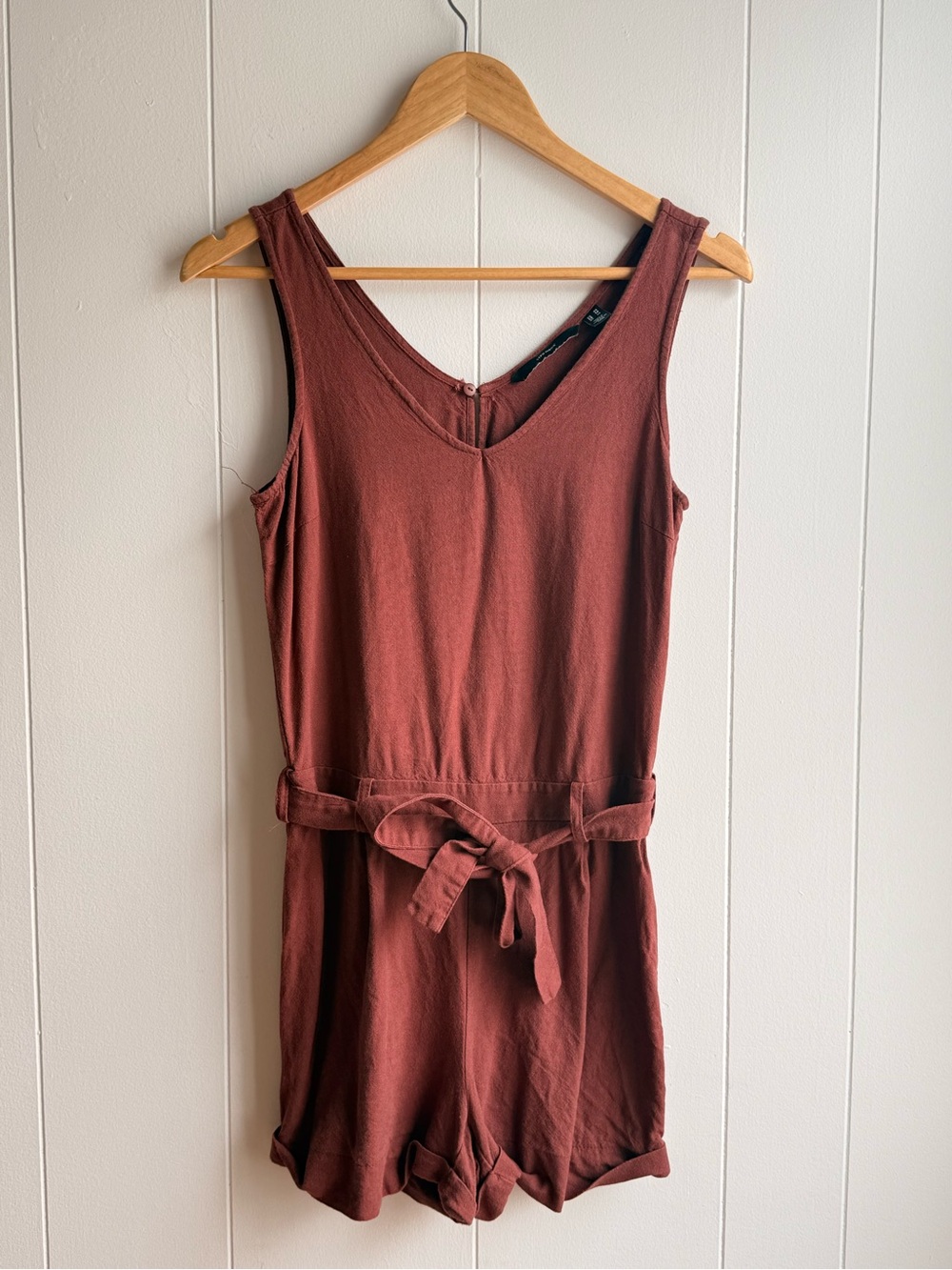 Vero Moda Sleeveless Belted Mini Romper - Rust Brown